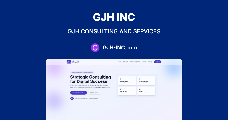 GJH INC | GJH CONSULTING AND SERVICES